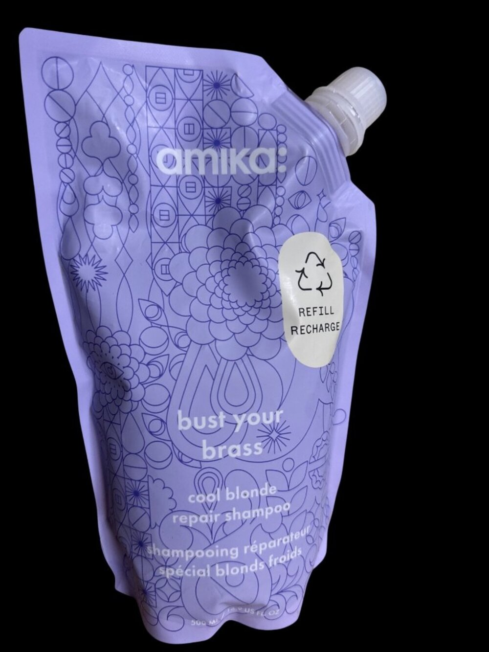 Amika Bust Your Brass Cool Blonde Repair Shampoo Refill Pouch 16.9 oz / 500 mL